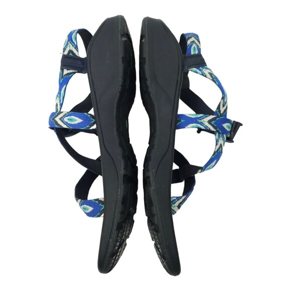 Chaco Classic Sport Sandals Womens Size 12 Blue Gray White Geometric Diamond Eco - Picture 3 of 11